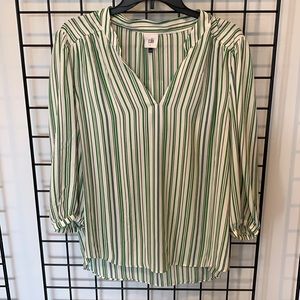 Cabi awning stripe blouse size lg in circus stripe